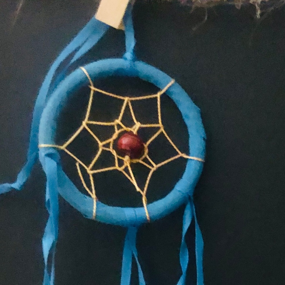 Dream Catcher Small Blue wFeathers